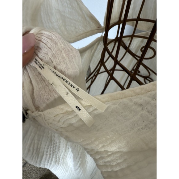 Anthropologie Gauzy Cutout Cover-Up Maxi Dress Off White Size XS Swim Beach - Picture 7 of 7